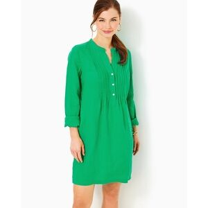 NIP Lilly Pulitzer Rhoda Brazilian Green Linen Dress size 6. Oversized